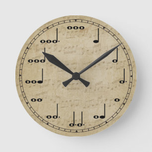 Horloge Ronde Cachette murale de note de musique