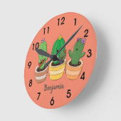 Horloge Ronde Cactus trio chantante mignonne dessin animé (Angle)