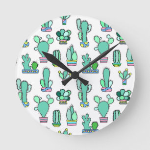 Horloge Ronde Cactus vert en bon état et motif succulent de