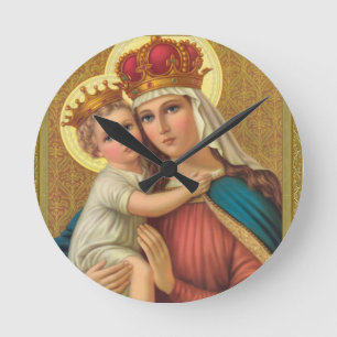Horloge Ronde Cadeau acrylique d'horloge murale de Vierge Marie
