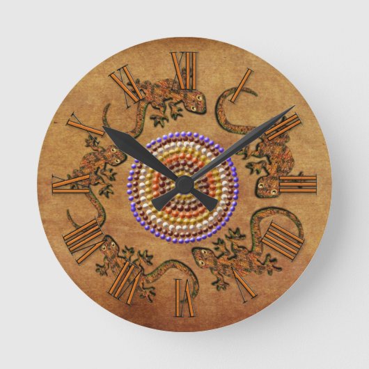Horloge Ronde Cadeau d'art aborigène australien (Recto)