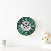 Horloge Ronde Cadeau de l'église verte d'argent (Maison)