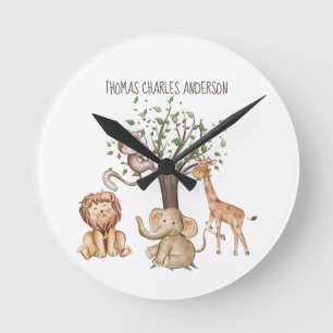 Horloge Ronde Cadeau de naissance personnalisé Animaux de la for