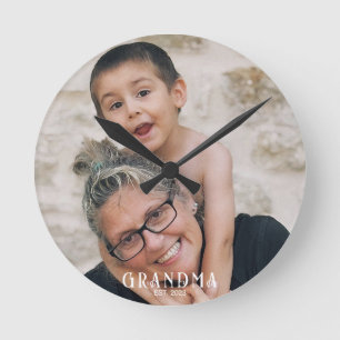 Horloge Ronde Cadeau photo de grand-mère établie