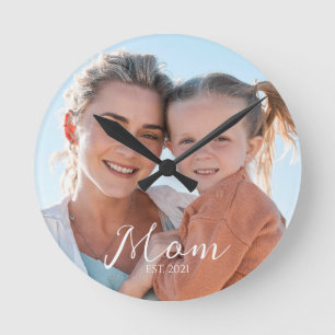 Horloge Ronde Cadeau Photo de Maman