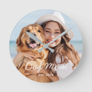 Horloge Ronde Cadeau photo de Maman Chien établie