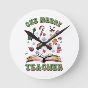 Horloge Ronde Cadeau pour Enseignant Un Enseignant Joyeux