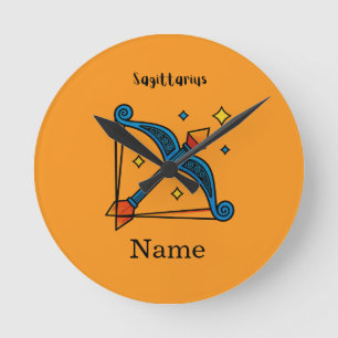 Horloge Ronde Cadeau Signe Zodiaque Sagittaire Art Pop Rétro