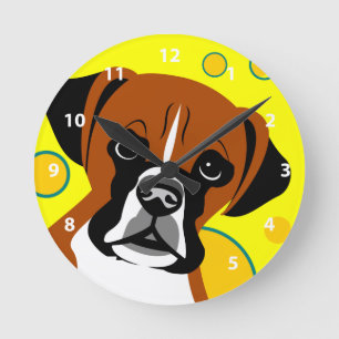 Horloge Ronde Cadeaux contemporains de chien de boxeur