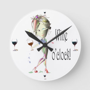 Horloge Ronde Cadeaux humoristiques d'art de vin heure de vin