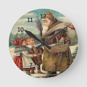 Horloge Ronde Cadeaux vintages St Nicolas pour l'horloge murale