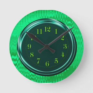Horloge Ronde Cadran Abstrait Métallisé Néon Vert