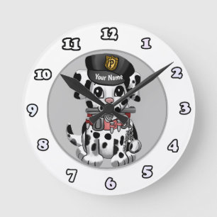 Horloge Ronde Cadran de chien de police tacheté
