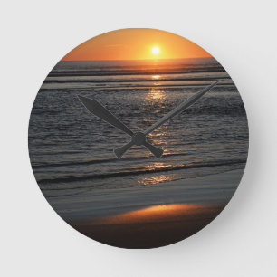 Horloge Ronde Cadran de l'horloge photo du coucher de soleil sur
