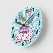Horloge Ronde cadran Lotus Dragonfly (Angle)