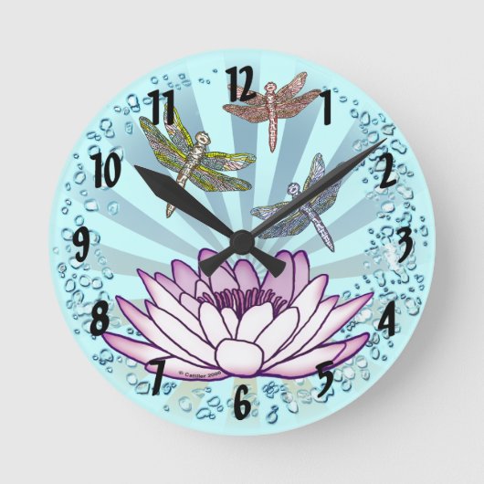 Horloge Ronde cadran Lotus Dragonfly (Recto)