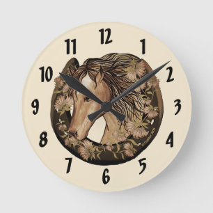 Horloge Ronde Cadran Lucky Horse