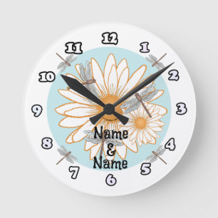Horloge Ronde Cadran Marguerite blanche