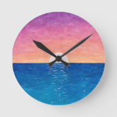 Horloge Ronde Cadran mural design coucher de soleil océan (Recto)
