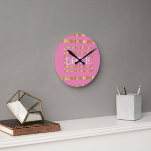 Horloge Ronde Cadran mural en acrylique Monogram Rustic Daisy Fl
