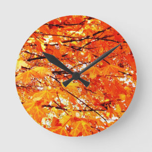 Horloge Ronde Cadran mural Feuilles d'automne