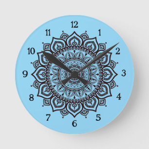 Horloge Ronde Cadran mural Mandala Élégant Décoration spirituell