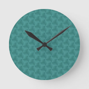 Horloge Ronde Cadran mural sarcelle avec un motif géométrique he
