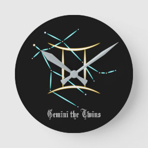Horloge Ronde Cadran rond de la constellation du zodiaque Gémeau