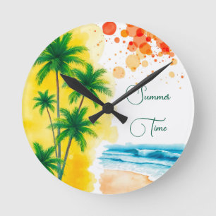 Horloge Ronde Cadran rond design de plage “Été”
