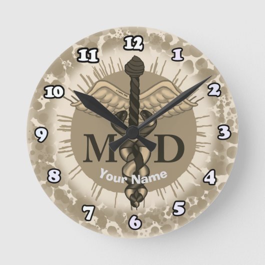 Horloge Ronde Caduceus MD médecin  (Recto)