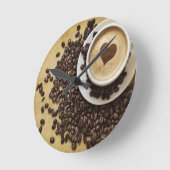 Horloge Ronde Café de coeur de Cappucino (Angle)