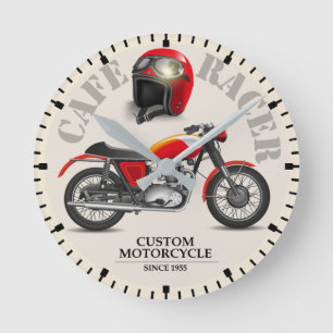Horloge Ronde Café Rétro Racer
