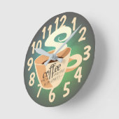 Horloge Ronde Café torréfié (vert) (Angle)