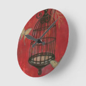 Horloge Ronde Cage d'oiseaux décorative avec papillons (Angle)