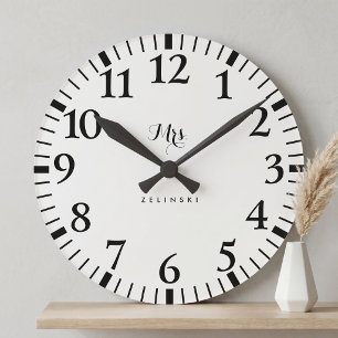 Horloge Ronde Calligraphie de script fantaisie Mur minimaliste 