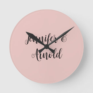 Horloge Ronde Calligraphie Élégant Cute Plain