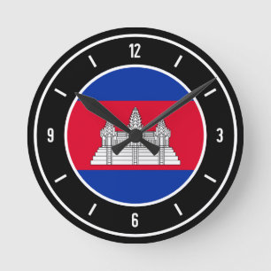 Horloge Ronde Cambodia Flag Elegant