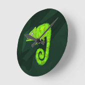 Horloge Ronde Caméléon mignon vert (Angle)