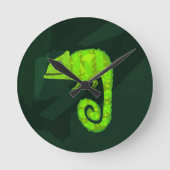 Horloge Ronde Caméléon mignon vert (Recto)