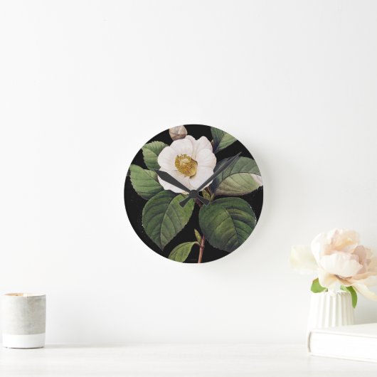 Horloge Ronde Camellia blanche (Maison)