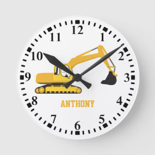 Horloge Ronde Camion de construction de excavateur personnalisé