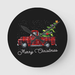 Horloge Ronde Camion de ramassage de Buffalo Rouge avec char de