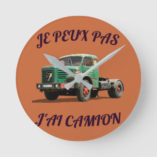 Horloge Ronde Camion Vert Vintage – Illustration Rétro de Truck