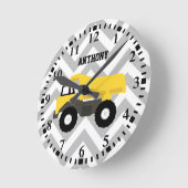 Horloge Ronde Camions de construction de benne personnalisés (Angle)