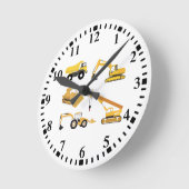 Horloge Ronde Camions de construction Enfants (Angle)