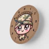 Horloge Ronde Camouflage de l'armée de Cute Kawaii Monogramme su (Angle)