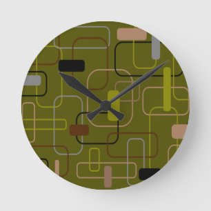 Horloge Ronde Camouflage moderne du milieu du siècle