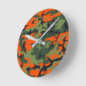 Horloge Ronde Camouflage orange et vert, Militaire, Armée (Angle)