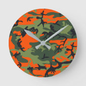 Horloge Ronde Camouflage orange et vert, Militaire, Armée (Recto)