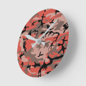 Horloge Ronde Camouflage rouge et Brown, Armée (Angle)
